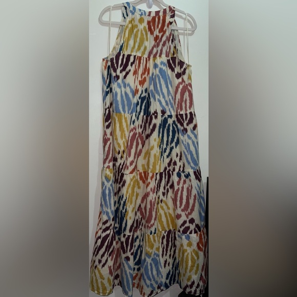 T Tahari Abstract Print Tiered Maxi/Midi Prairie Peasant modest Dress - Picture 4 of 16
